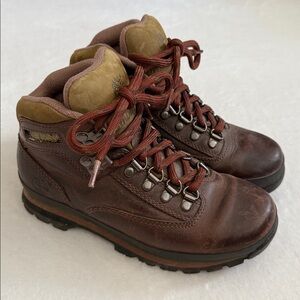 {VTG} Timberland | Euro Hiker Leather Lace Up Hiking Boots 95310 Brown (6)